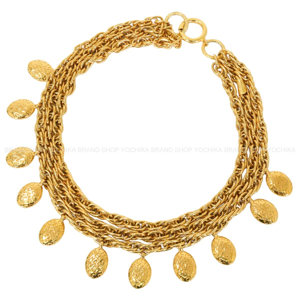 [Pre-loved] CHANEL necklace Triple Medal COCO Mark Chain Vintage Gold Gold HW[LIKE NEW][Authentic]