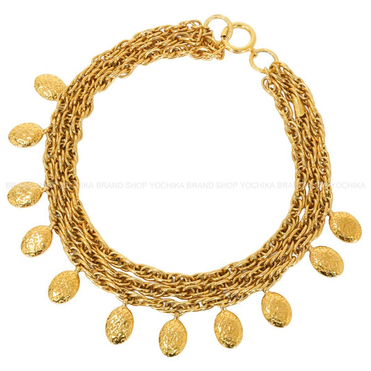 [Pre-loved] CHANEL necklace Triple Medal COCO Mark Chain Vintage Gold Gold HW[LIKE NEW][Authentic]