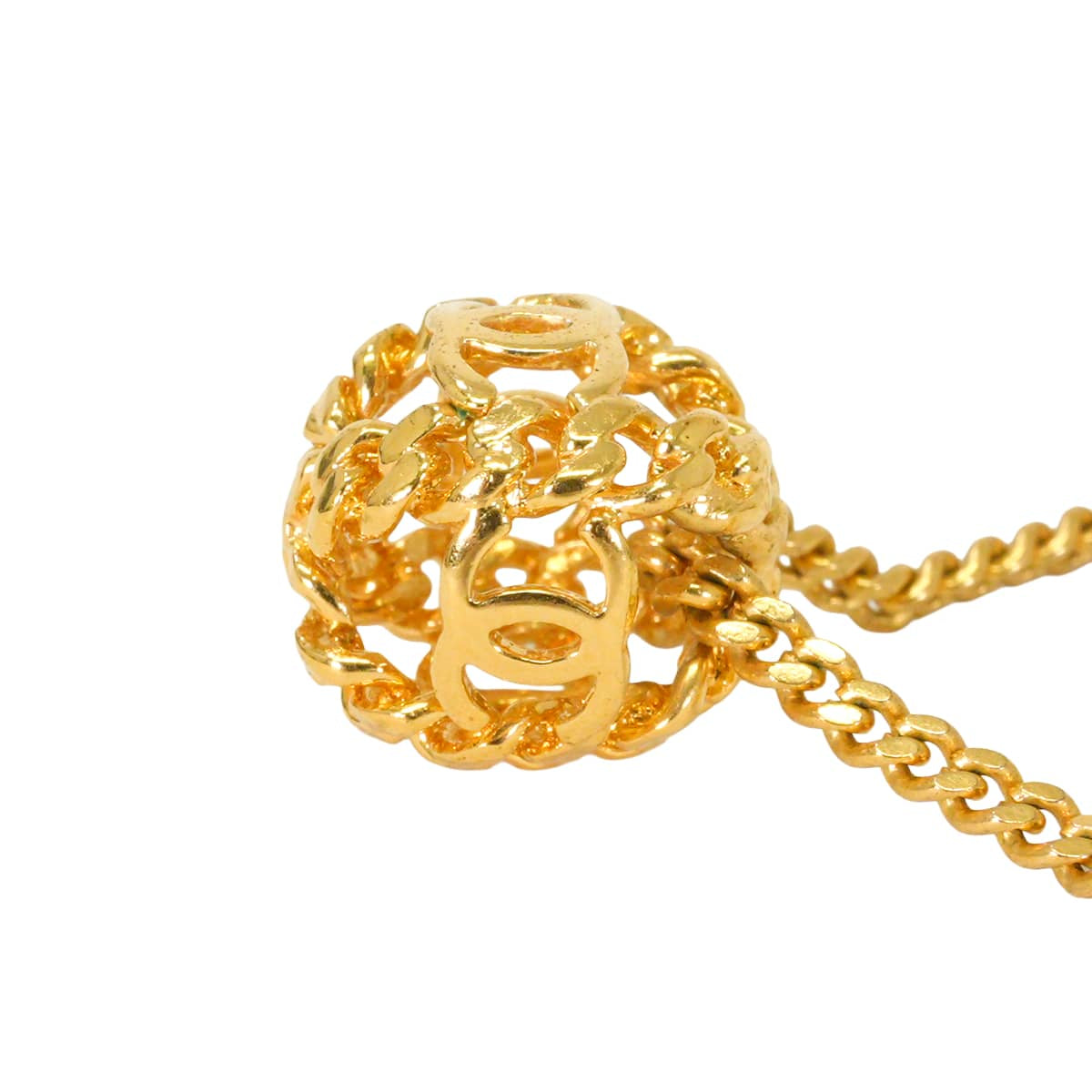 [Pre-loved] 98A CHANEL necklace COCO Mark Round Ball Chain Vintage Gold Gold HW[LIKE NEW][Authentic]