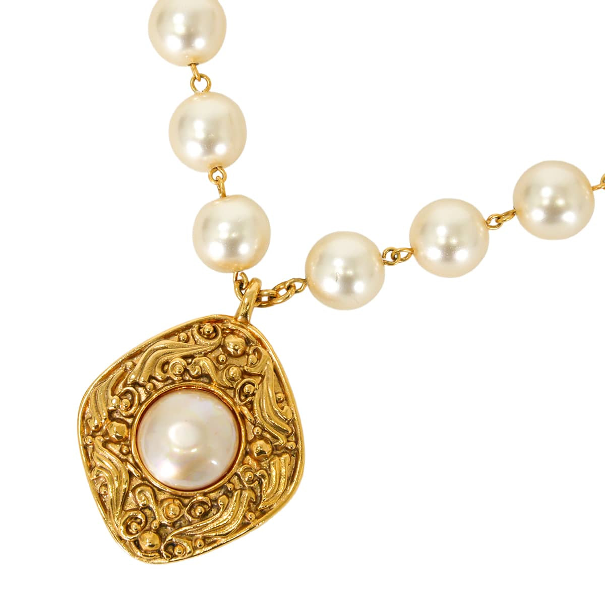 [Pre-loved] CHANEL necklace Pearl COCO Mark Vintage Gold Gold HW[USED SA][Authentic]