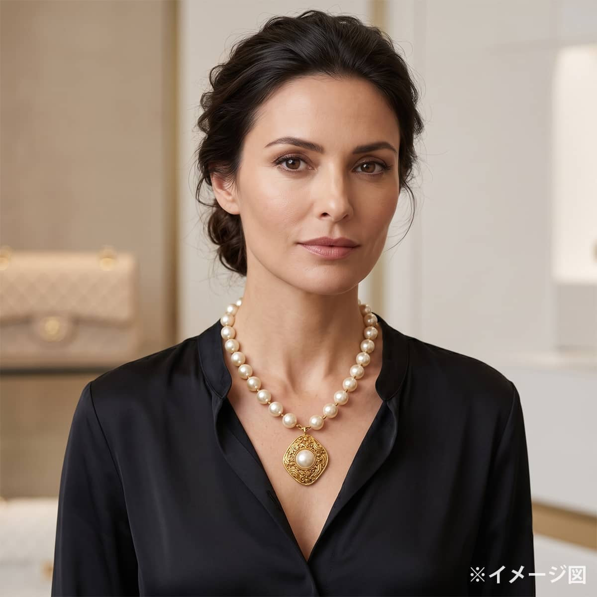 [Pre-loved] CHANEL necklace Pearl COCO Mark Vintage Gold Gold HW[USED SA][Authentic]