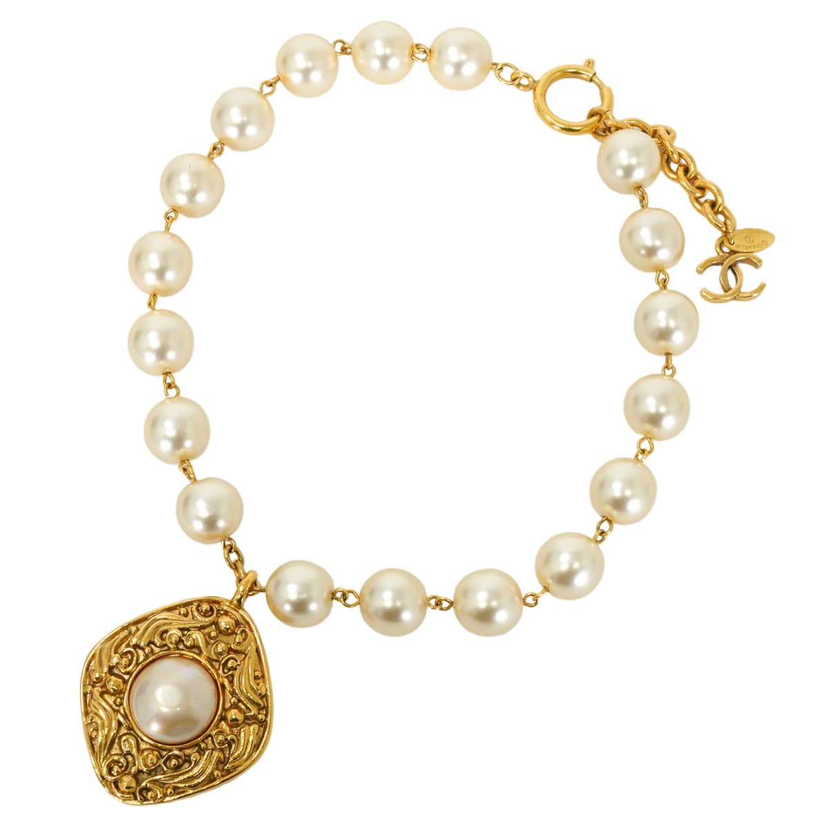 [Pre-loved] CHANEL necklace Pearl COCO Mark Vintage Gold Gold HW[USED SA][Authentic]