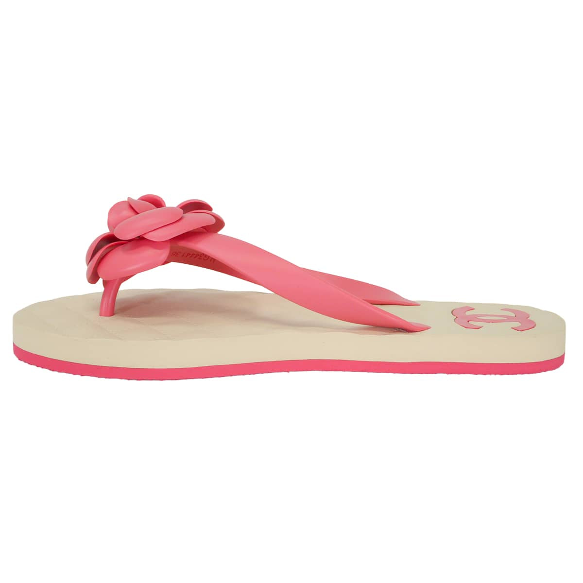 2019 Cruise Collection CHANEL sandals Camellia COCO Mark Beach Pink Rubber #36 Gold HW G34441[EXCELLENT][Authentic]