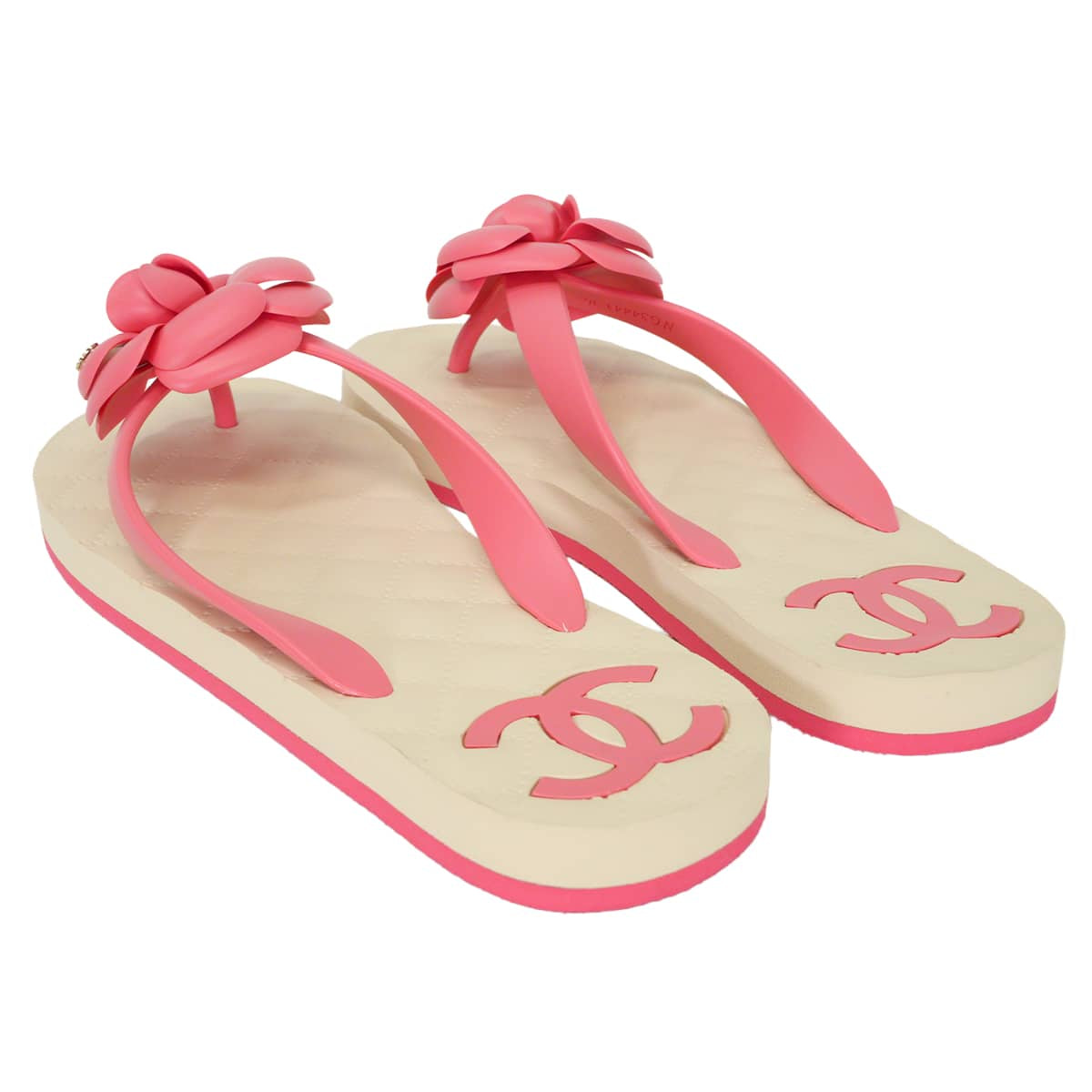 2019 Cruise Collection CHANEL sandals Camellia COCO Mark Beach Pink Rubber #36 Gold HW G34441[EXCELLENT][Authentic]
