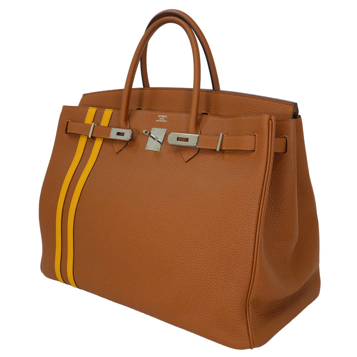 [Pre-loved] HERMES Handbag Birkin40 Officer's pillow included Gold/Jaune Amber Veau Togo/Veau Swift Silver HW Stamp Ｄ[LIKE NEW][Authentic]
