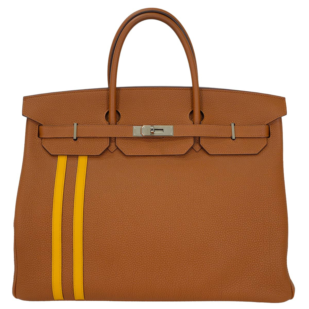 [Pre-loved] HERMES Handbag Birkin40 Officer's pillow included Gold/Jaune Amber Veau Togo/Veau Swift Silver HW Stamp Ｄ[LIKE NEW][Authentic]
