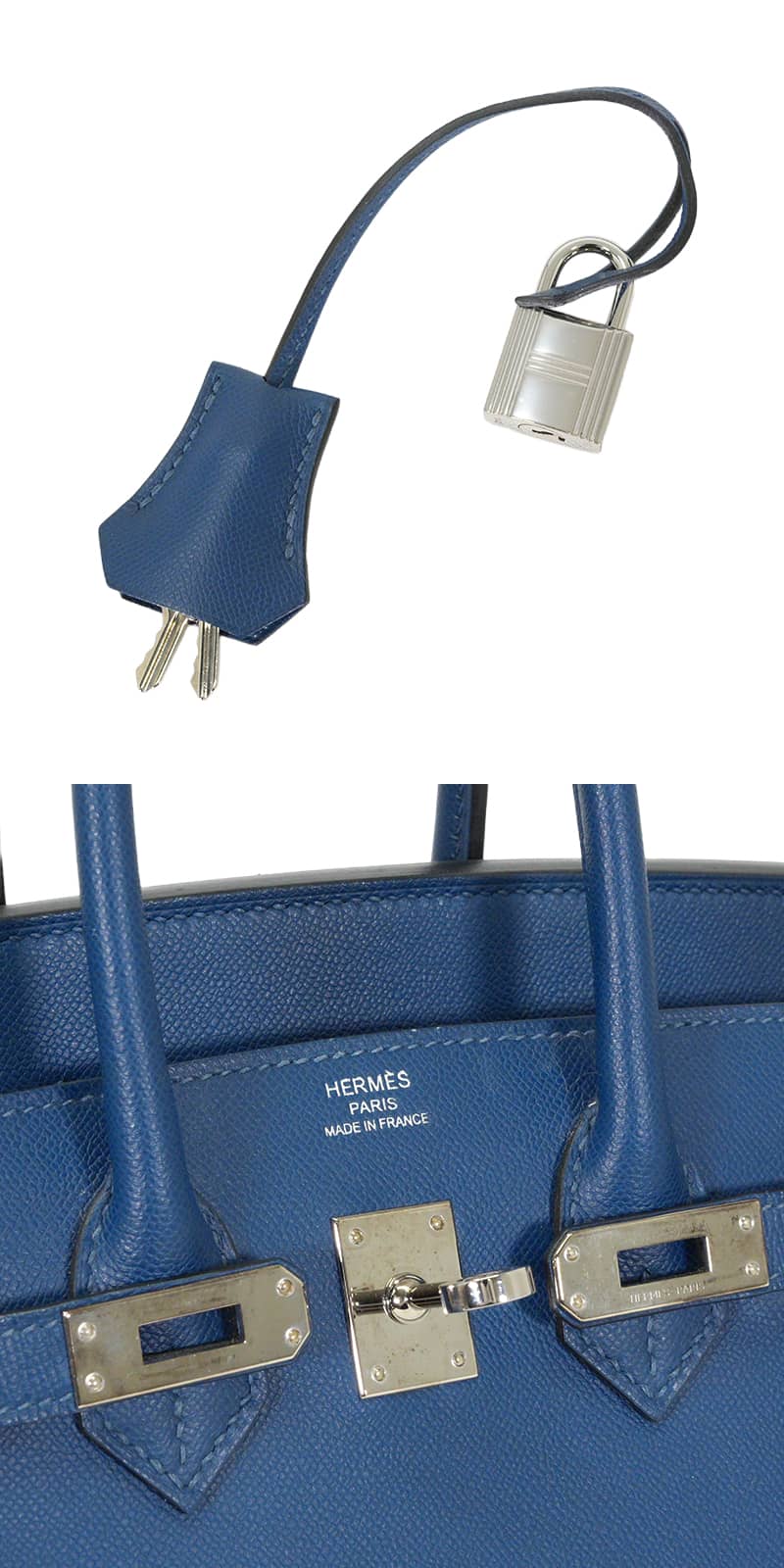 [Pre-loved] HERMES Handbag Birkin25 Sellier Bleu de Prusse Veau Madame Silver HW Stamp Y[USED SA][Authentic]