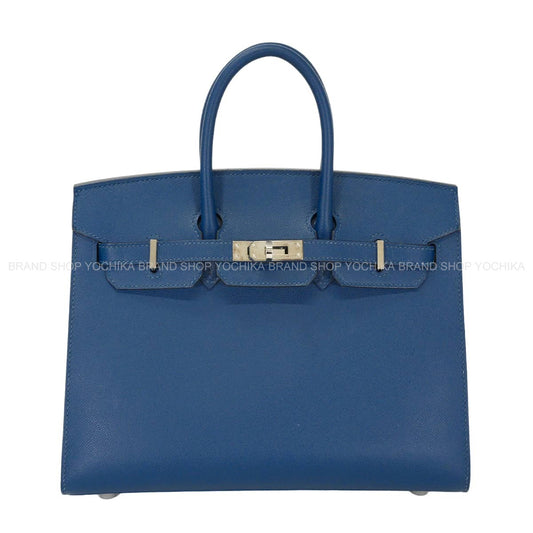 [Pre-loved] HERMES Handbag Birkin25 Sellier Bleu de Prusse Veau Madame Silver HW Stamp Y[USED SA][Authentic]