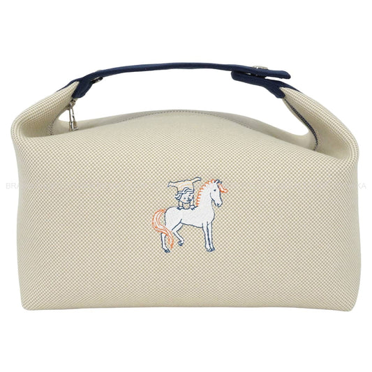 HERMES Handbag Bride a Brac GM Cabriole Gris Perle Toile H Silver HW[BRAND NEW][Authentic]