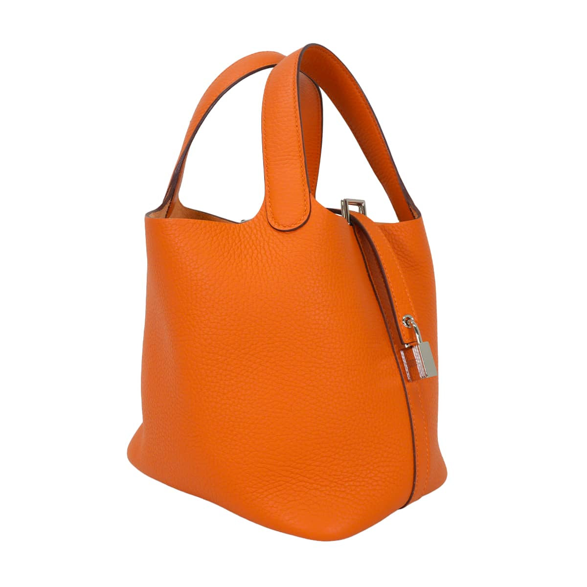 HERMES Handbag Picotin Lock 18 PM Orange Taurillon Clemence Silver HW Stamp K[EXCELLENT][Authentic]