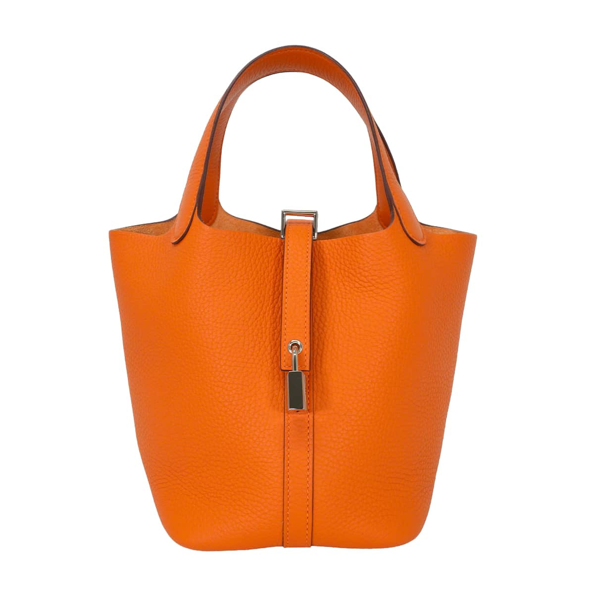 HERMES Handbag Picotin Lock 18 PM Orange Taurillon Clemence Silver HW Stamp K[EXCELLENT][Authentic]