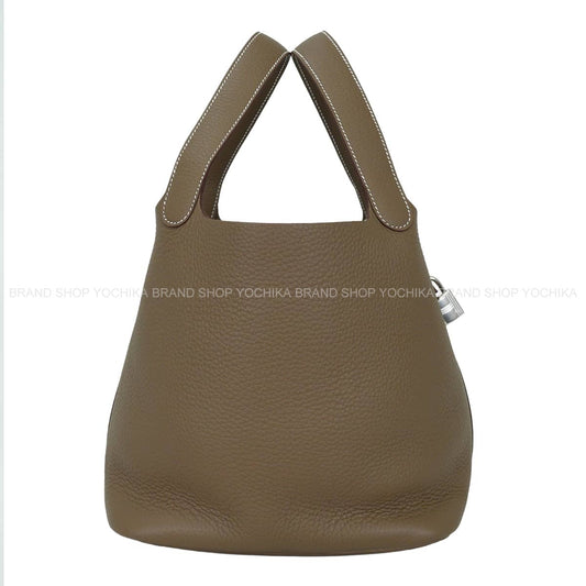 HERMES Handbag Picotin Lock 22 MM Etoupe Taurillon Clemence Silver HW Stamp K[EXCELLENT][Authentic]