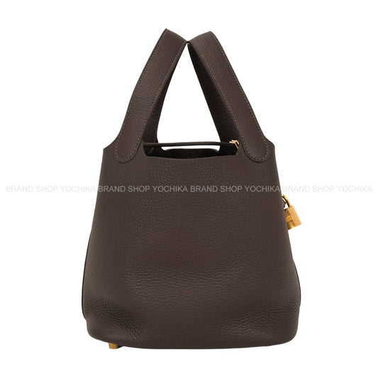 HERMES Handbag Picotin Lock 18 PM Bai Brun Taurillon Leather Gold HW Stamp G[BRAND NEW][Authentic]
