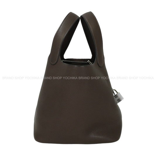 HERMES Handbag Picotin Lock 18 PM Ebene Barenia Faubourg Silver HW Stamp G[BRAND NEW][Authentic]