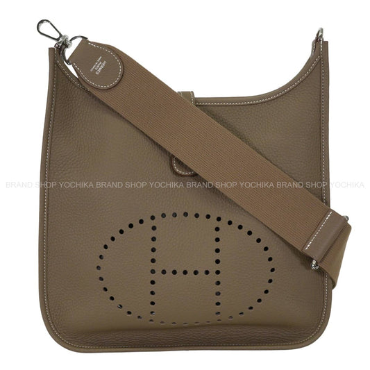 HERMES Shoulder bag Evelyne 29 PM Etoupe Taurillon Clemence Silver HW Stamp G[BRAND NEW][Authentic]