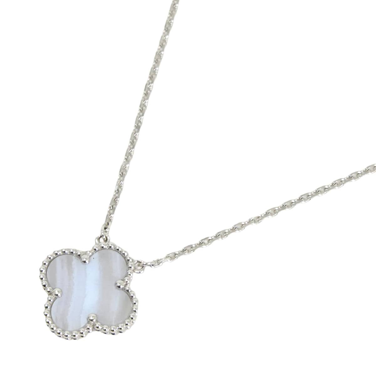 [Pre-loved] Van Cleef & Arpels necklace Vintage Alhambra PendantWhite Gold K18WG Chalcedony VCARD34900[LIKE NEW][Authentic]