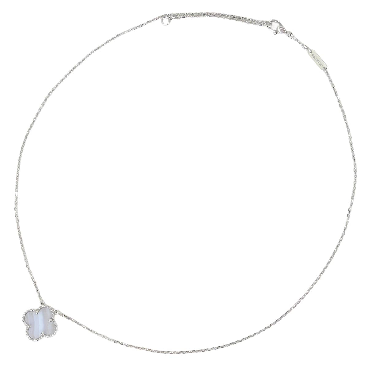 [Pre-loved] Van Cleef & Arpels necklace Vintage Alhambra PendantWhite Gold K18WG Chalcedony VCARD34900[LIKE NEW][Authentic]