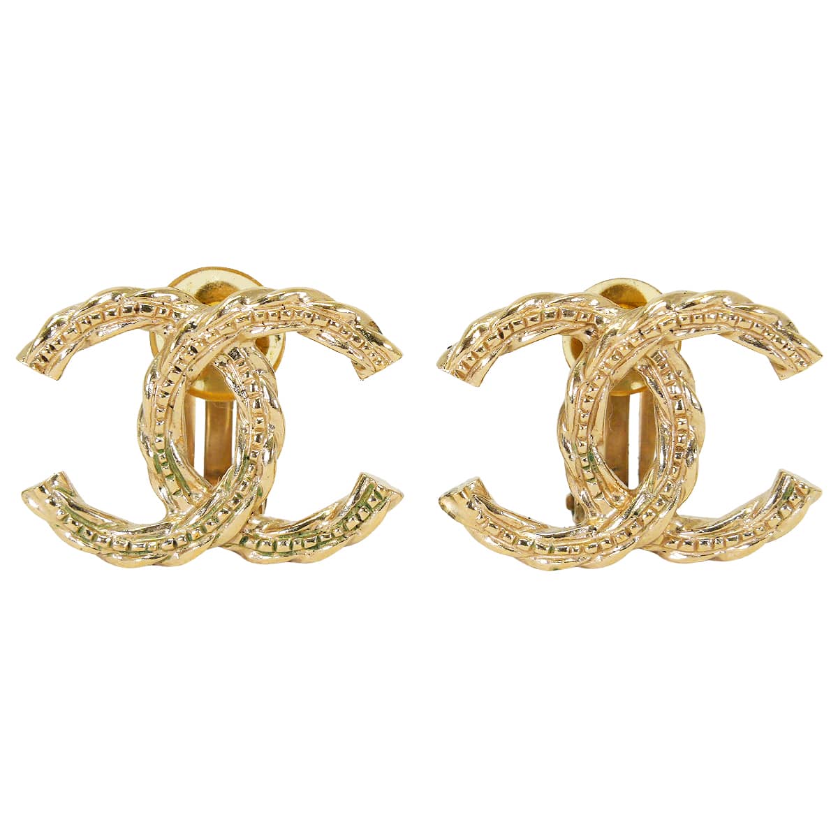 [Pre-loved] B15B CHANEL earrings COCO MarkChampagne gold Champagne Gold HW[LIKE NEW][Authentic]