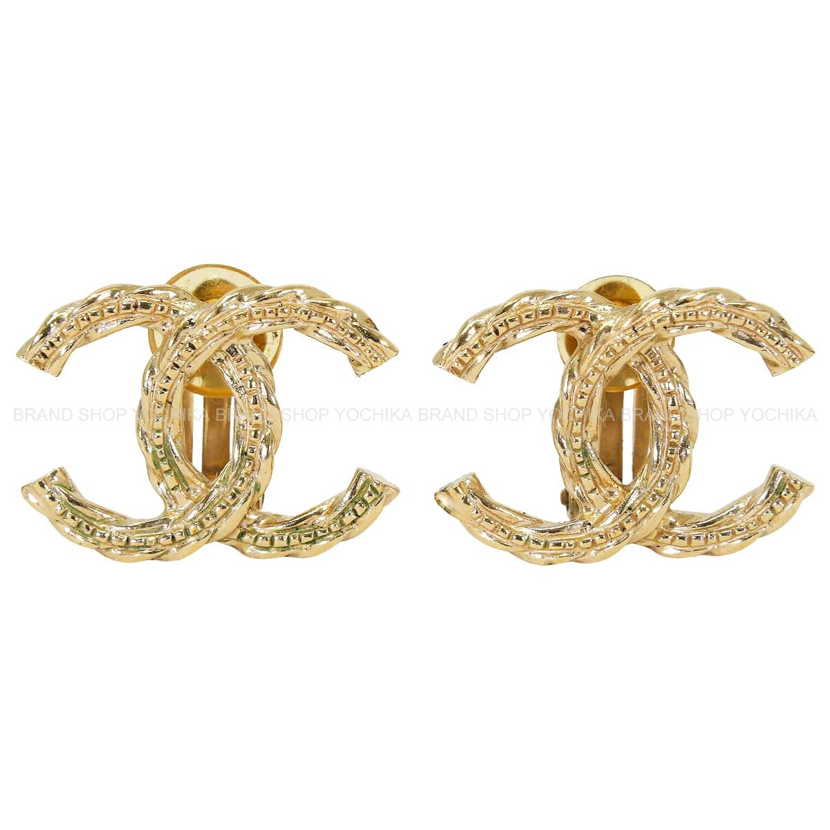 [Pre-loved] B15B CHANEL earrings COCO MarkChampagne gold Champagne Gold HW[LIKE NEW][Authentic]