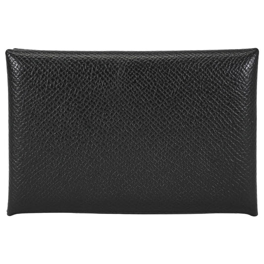 [Pre-loved] HERMES card holder Calvi Noir (Black) Veau Epsom Silver HW Stamp X[LIKE NEW][Authentic]