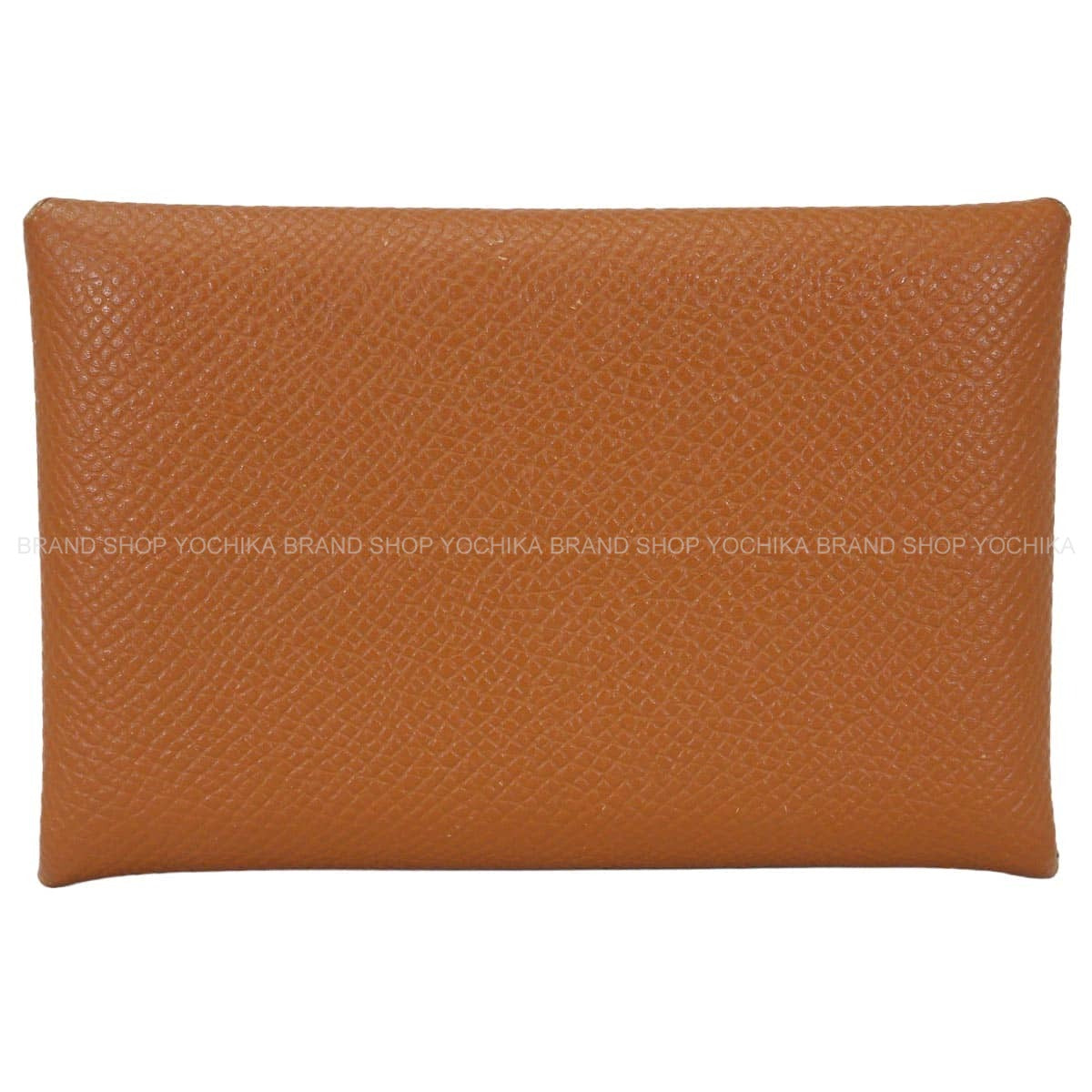 [Pre-loved] HERMES card holder Calvi Gold Veau Epsom Silver HW Stamp A[USED SA][Authentic]
