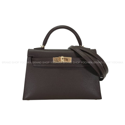 HERMES Shoulder bag Kelly mini 2 Kelly20 Bai Brun Veau Epsom Champagne Gold HW Stamp G[BRAND NEW][Authentic]