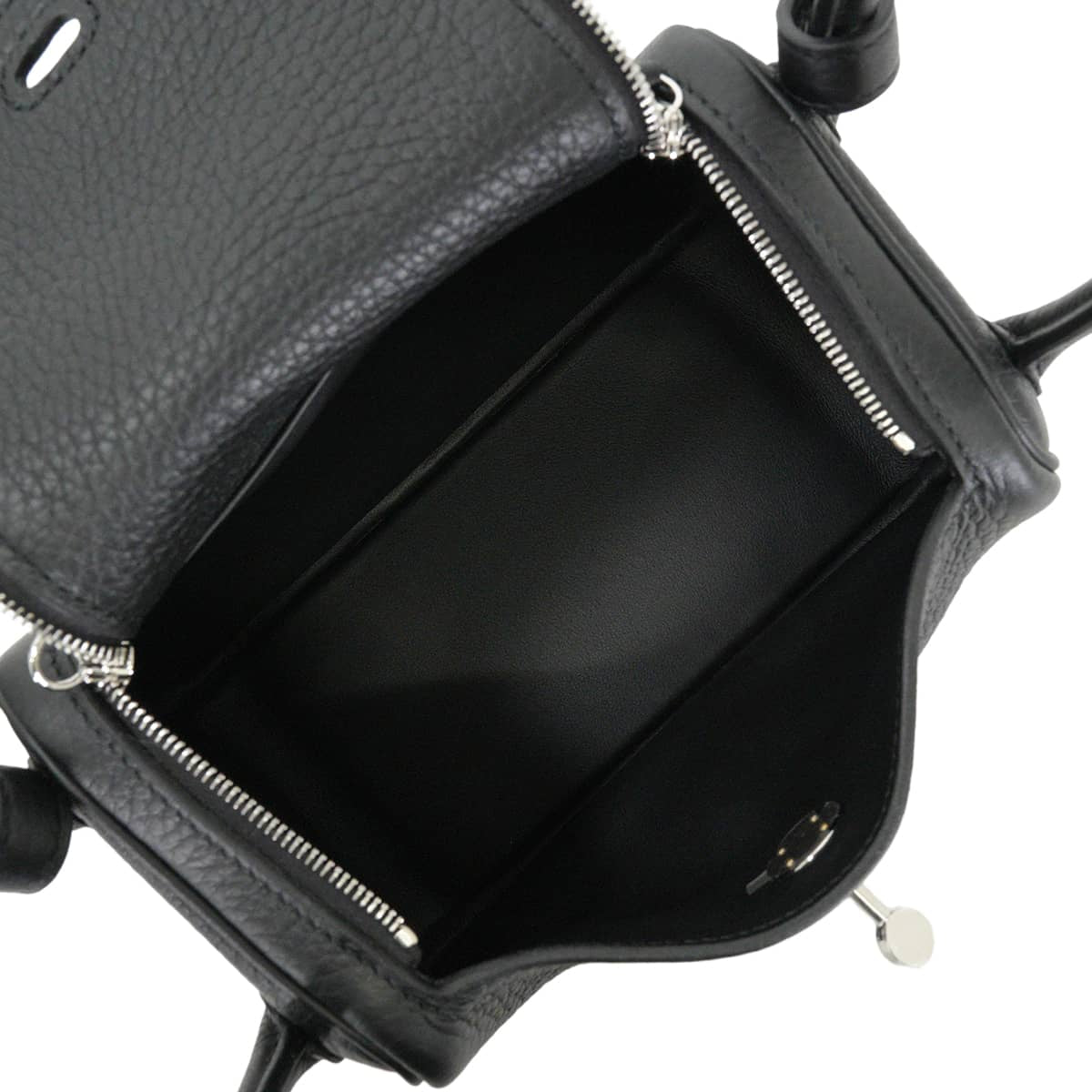HERMES Shoulder bag Lindy mini 20 Noir (Black) Taurillon Clemence Silver HW Stamp K[EXCELLENT][Authentic]