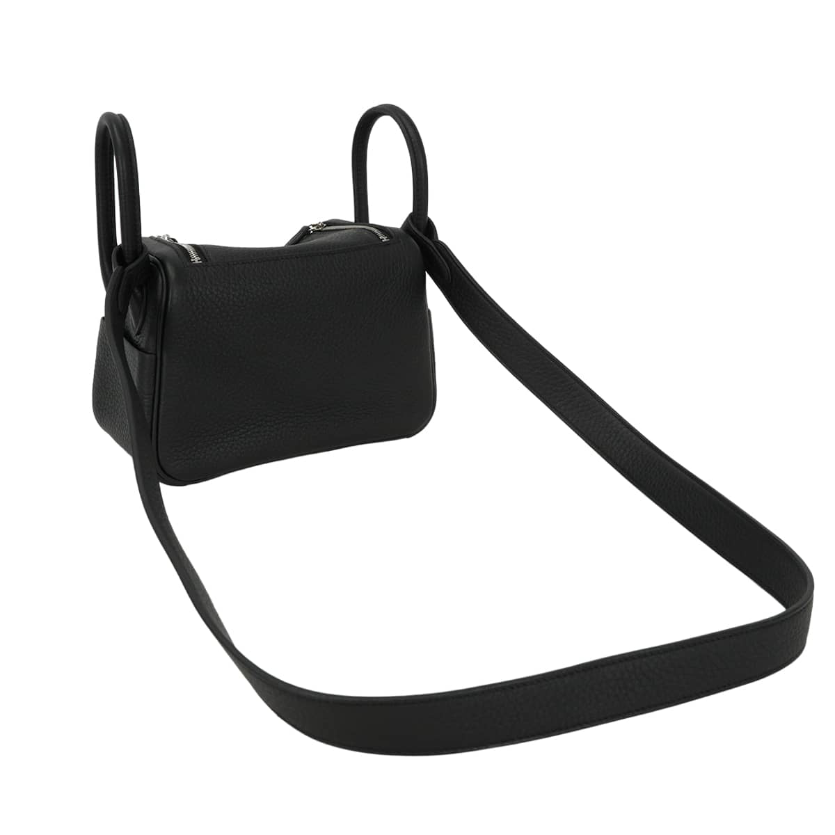 HERMES Shoulder bag Lindy mini 20 Noir (Black) Taurillon Clemence Silver HW Stamp K[EXCELLENT][Authentic]