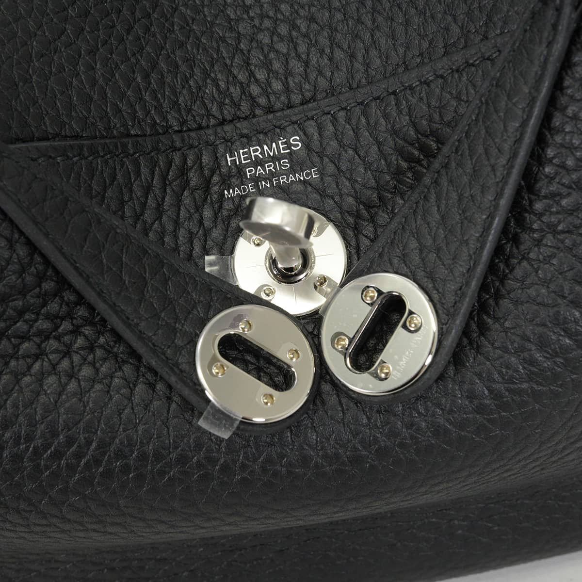 HERMES Shoulder bag Lindy mini 20 Noir (Black) Taurillon Clemence Silver HW Stamp K[EXCELLENT][Authentic]