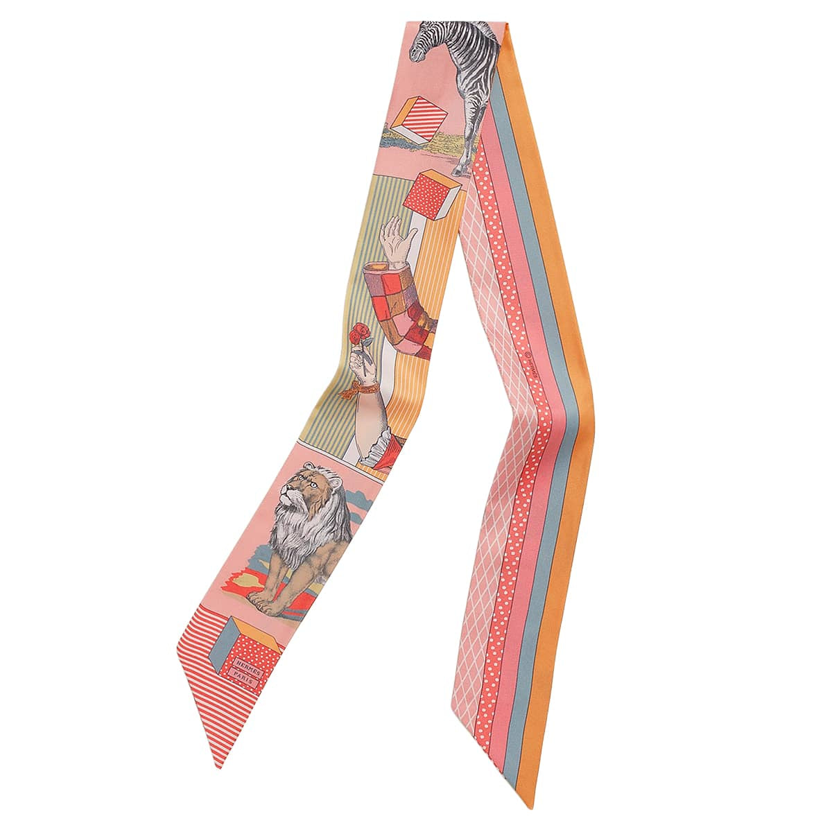 2026SS HERMES scarf Twilly Grand Theatre Nouveau Rose/Jaune/Multicolor Silk100%[BRAND NEW][Authentic]