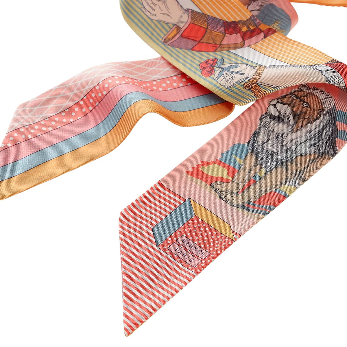 2026SS HERMES scarf Twilly Grand Theatre Nouveau Rose/Jaune/Multicolor Silk100%[BRAND NEW][Authentic]