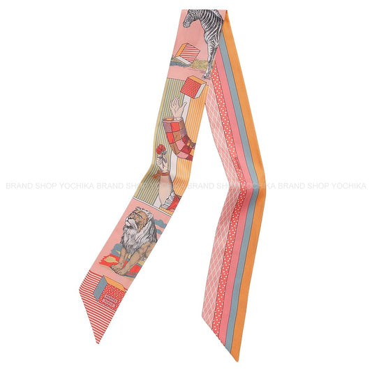 2026SS HERMES scarf Twilly Grand Theatre Nouveau Rose/Jaune/Multicolor Silk100%[BRAND NEW][Authentic]