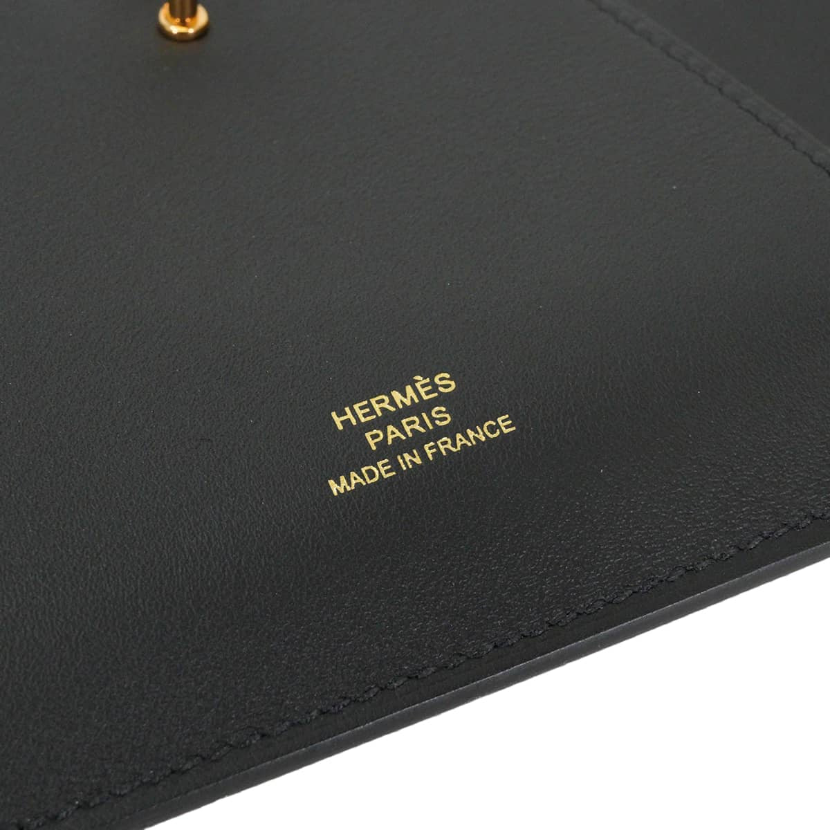 HERMES Notebook cover Carnet Secret with Silky Ancre Notebook Noir (Black) Veau Swift Gold HW Stamp W[EXCELLENT][Authentic]