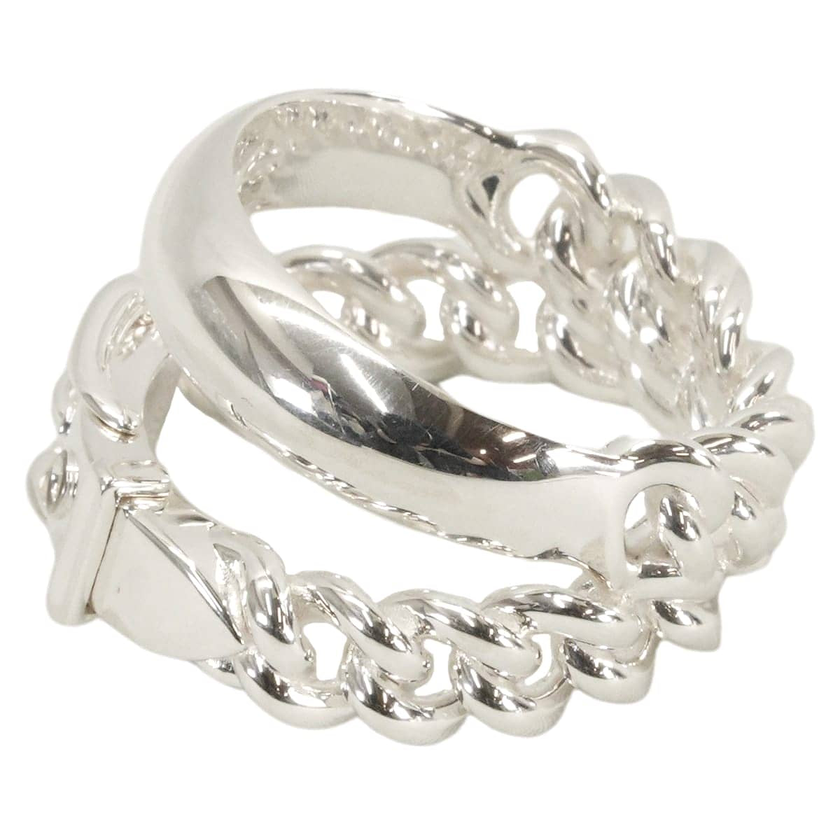 HERMES ring Boucle Sellier Inflexible GM Silver Silver925 (SV925 Ag925) #50[EXCELLENT][Authentic]