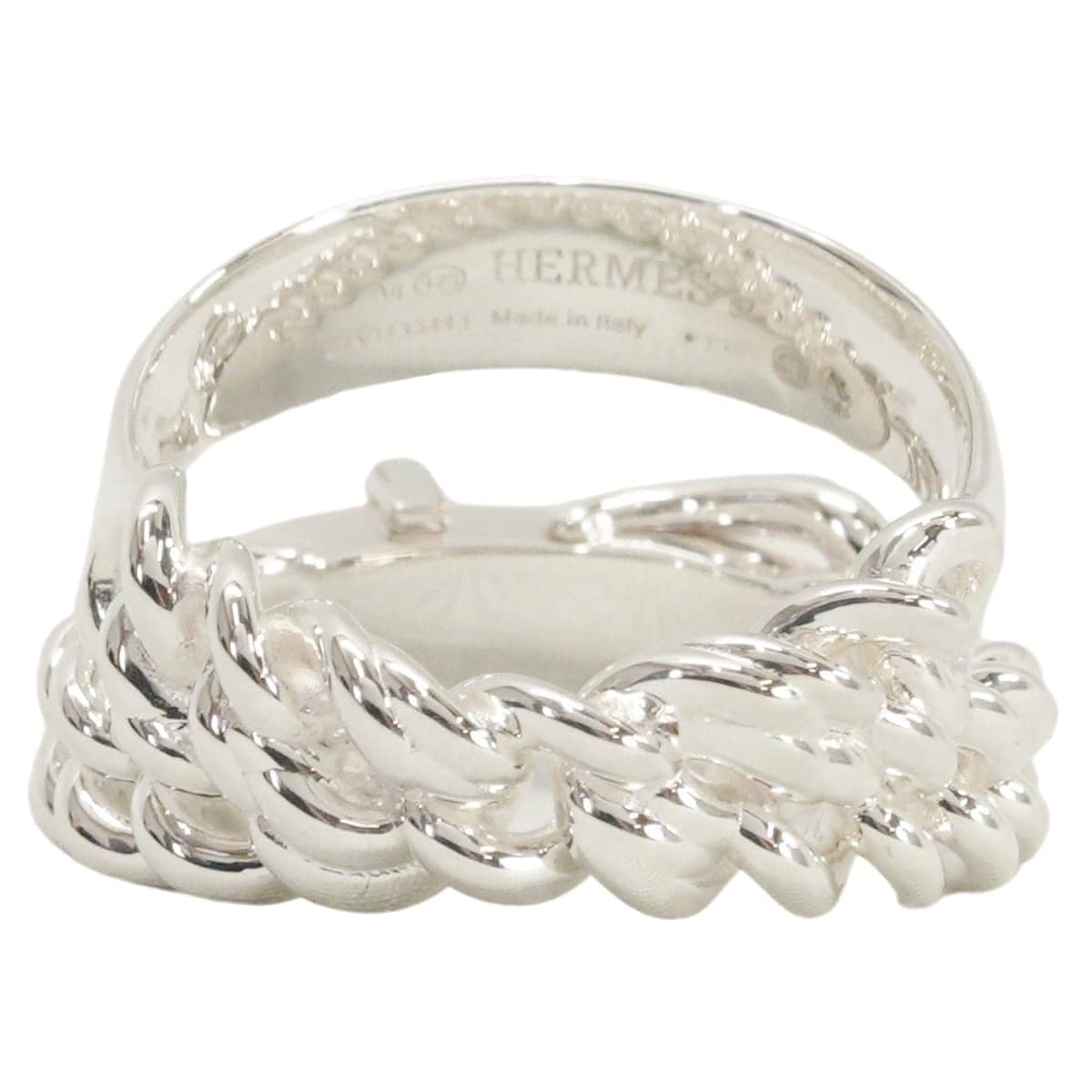 HERMES ring Boucle Sellier Inflexible GM Silver Silver925 (SV925 Ag925) #50[EXCELLENT][Authentic]