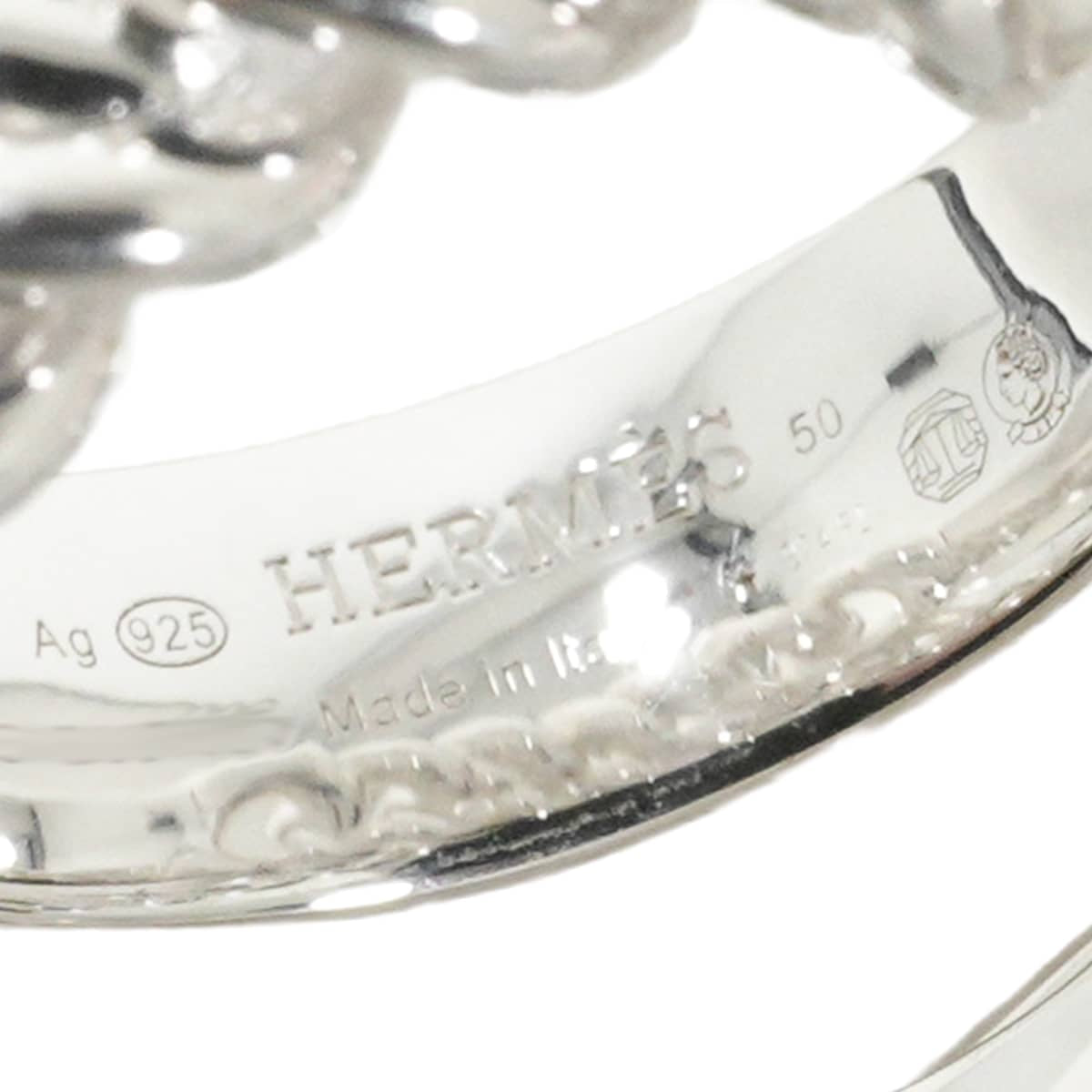 HERMES ring Boucle Sellier Inflexible GM Silver Silver925 (SV925 Ag925) #50[EXCELLENT][Authentic]