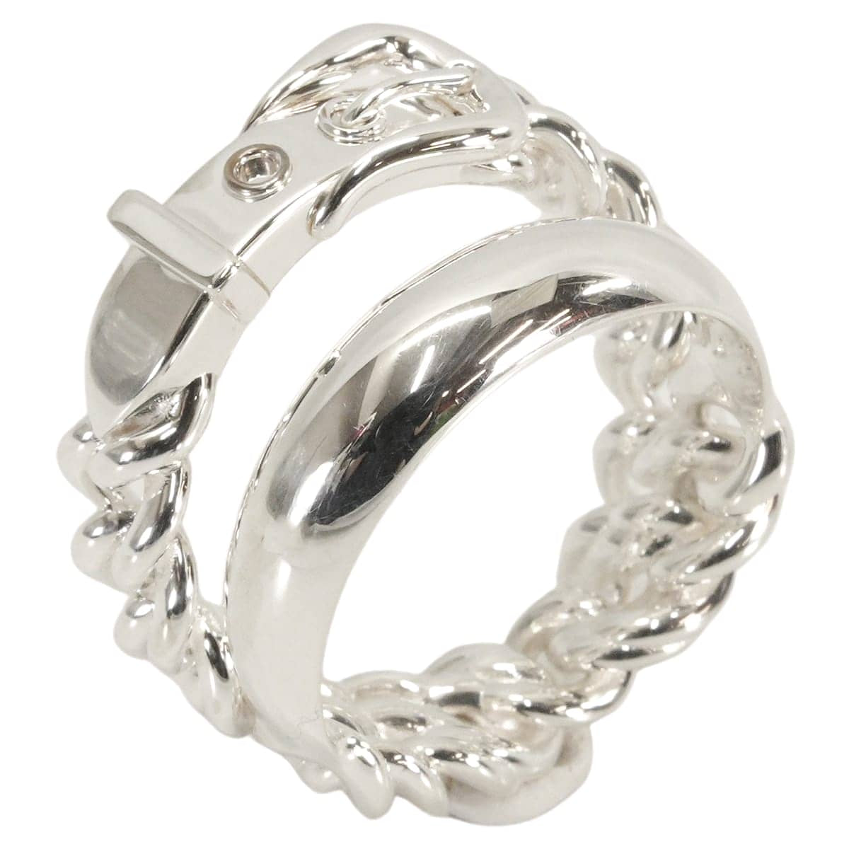 HERMES ring Boucle Sellier Inflexible GM Silver Silver925 (SV925 Ag925) #50[EXCELLENT][Authentic]