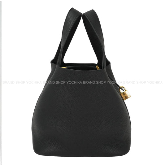 HERMES Handbag Picotin Lock 22 MM Noir (Black) Taurillon Clemence Gold HW Stamp G[BRAND NEW][Authentic]