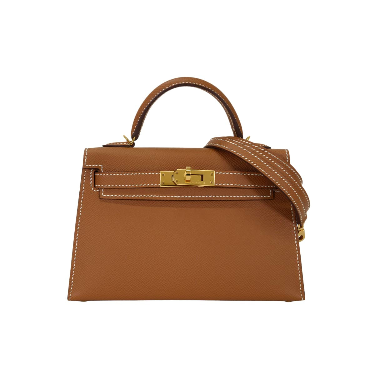 [Pre-loved] HERMES Shoulder bag Kelly mini 2 Kelly20 Gold Veau Epsom Gold HW Stamp B[LIKE NEW][Authentic]