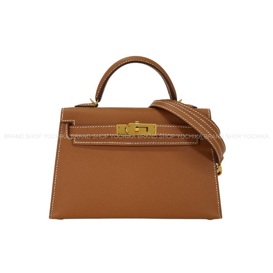 [Pre-loved] HERMES Shoulder bag Kelly mini 2 Kelly20 Gold Veau Epsom Gold HW Stamp B[LIKE NEW][Authentic]