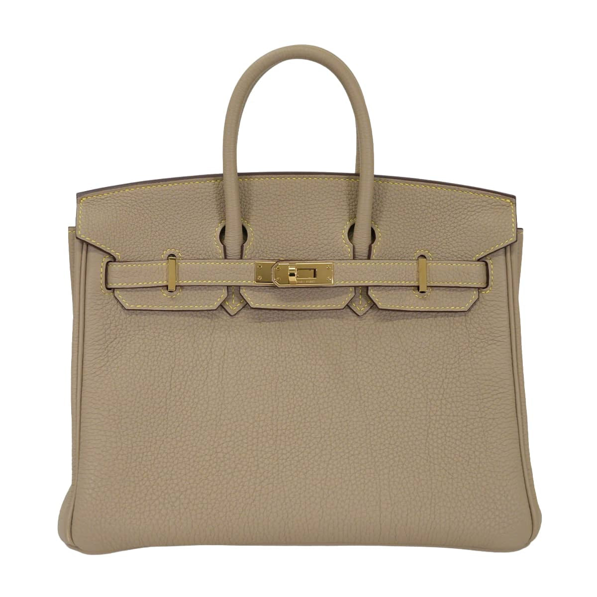 [Pre-loved] HERMES Handbag Birkin25 Special order HSS Gris Tourterelle/Lime Veau Togo Champagne Gold HW Stamp W[LIKE NEW][Authentic]