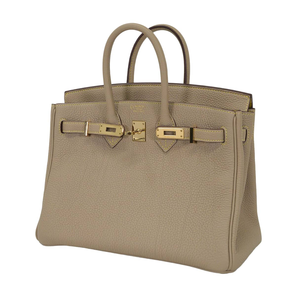 [Pre-loved] HERMES Handbag Birkin25 Special order HSS Gris Tourterelle/Lime Veau Togo Champagne Gold HW Stamp W[LIKE NEW][Authentic]