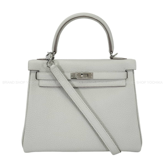 [Pre-loved] HERMES Shoulder bag Kelly25 Retourne Gris Perle Veau Togo Silver HW Stamp U[LIKE NEW][Authentic]