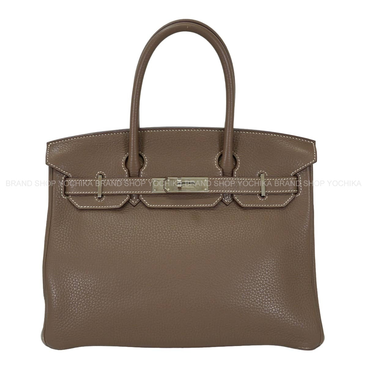 [Pre-loved] HERMES Handbag Birkin30 Etoupe Taurillon Clemence Silver HW Stamp T[USED SA][Authentic]