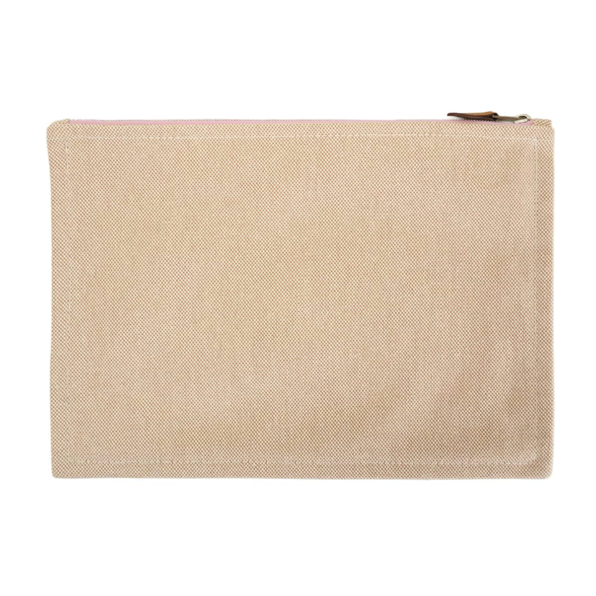 HERMES Pouch Yachting GM Flat Naturel/Pink Toile H Silver HW[EXCELLENT][Authentic]