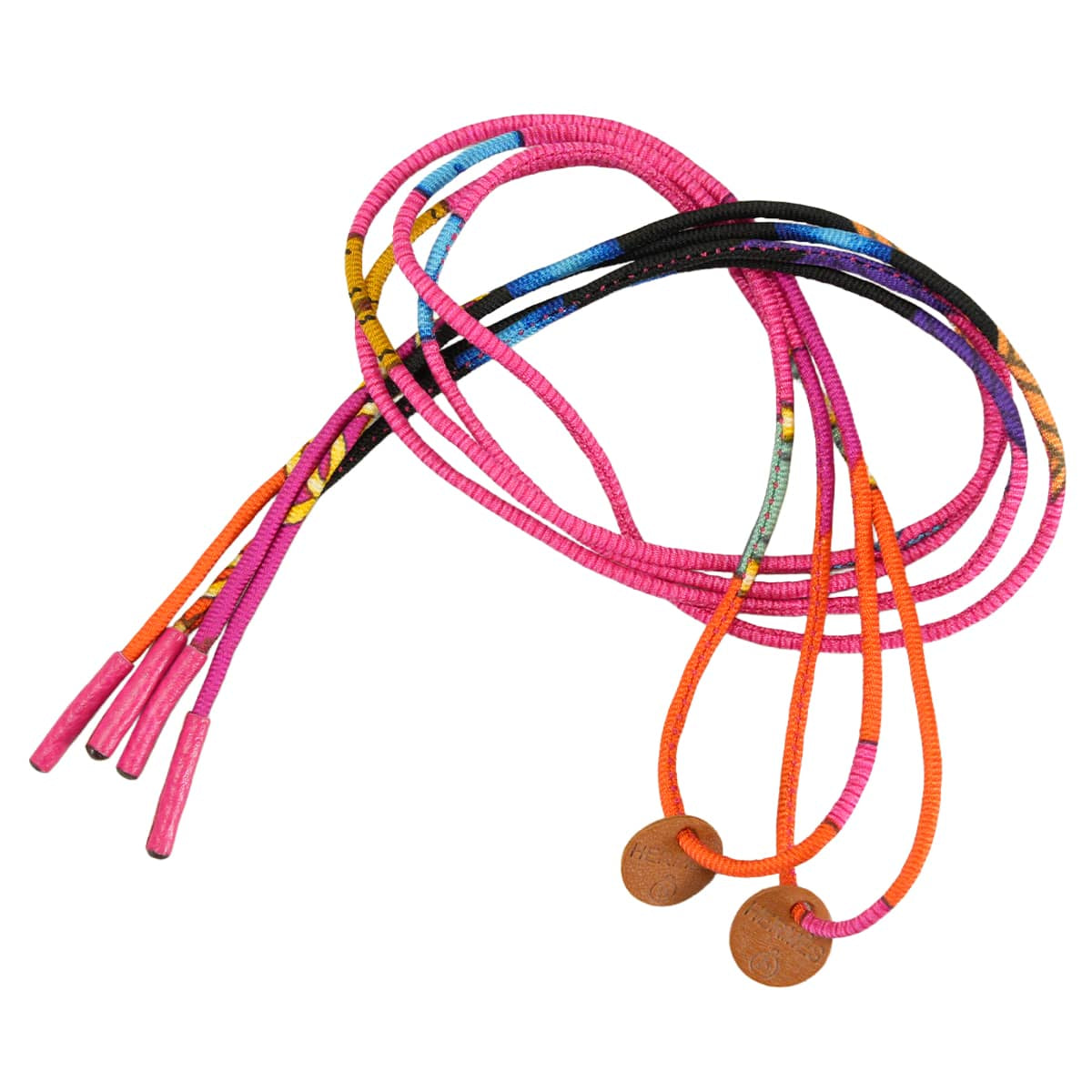 HERMES Petit H Ribbon Shoelaces Multicolor Silk100%[EXCELLENT][Authentic]