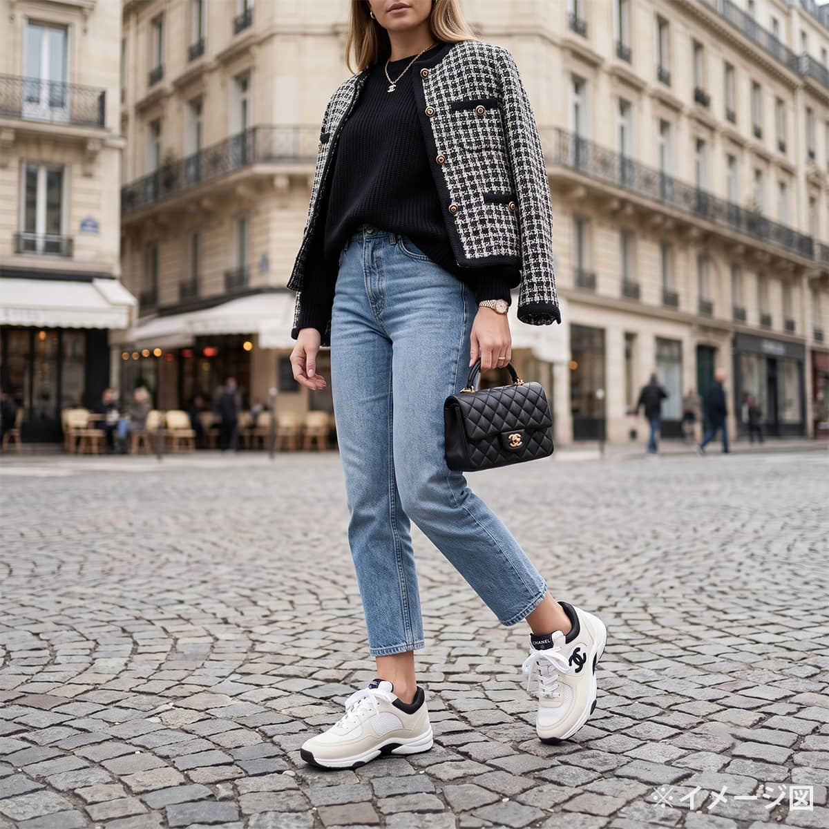 CHANEL sneakers COCO Mark Ivory/Noir (Black) Mesh/Suede Calfskin #36 G38299[EXCELLENT][Authentic]