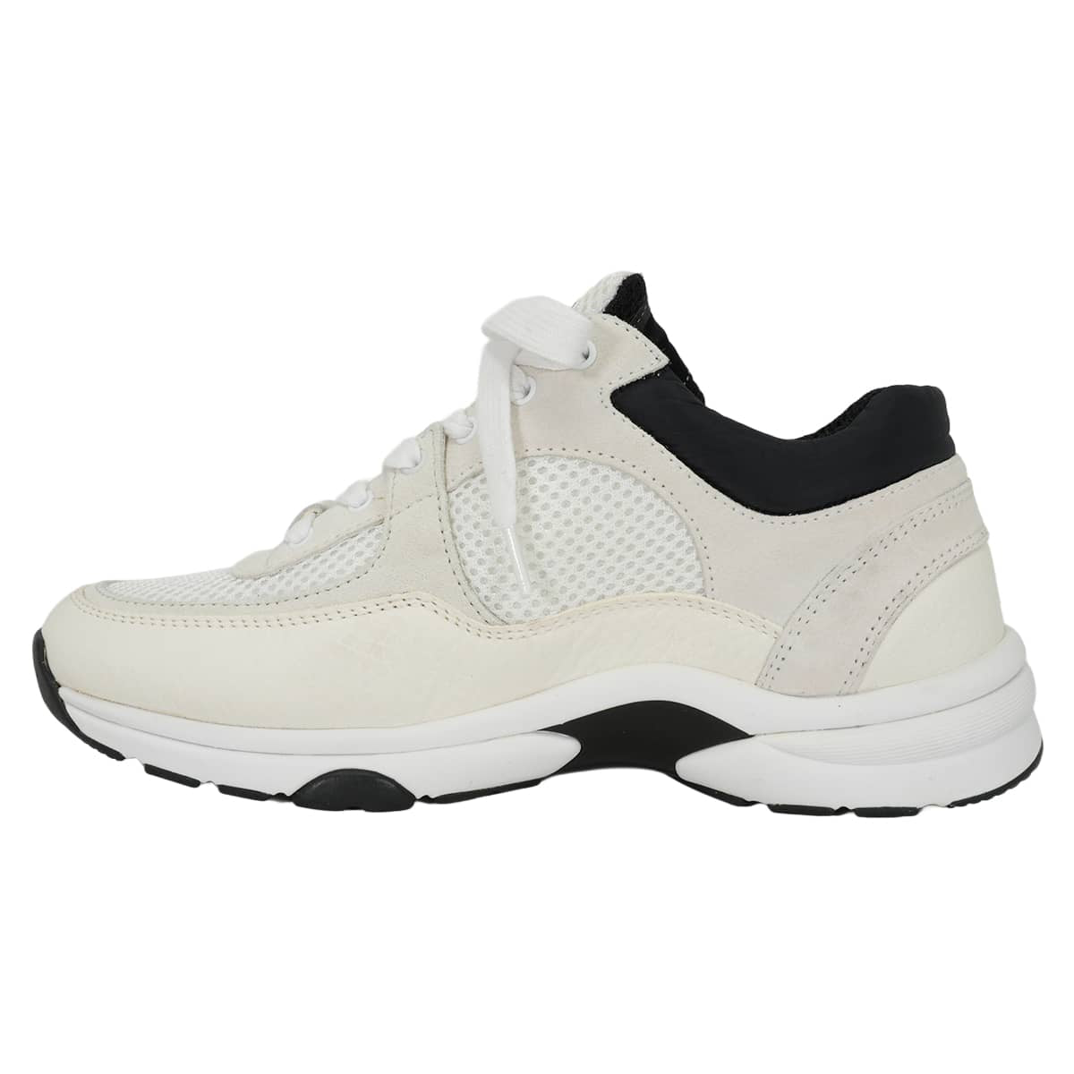 CHANEL sneakers COCO Mark Ivory/Noir (Black) Mesh/Suede Calfskin #36 G38299[EXCELLENT][Authentic]