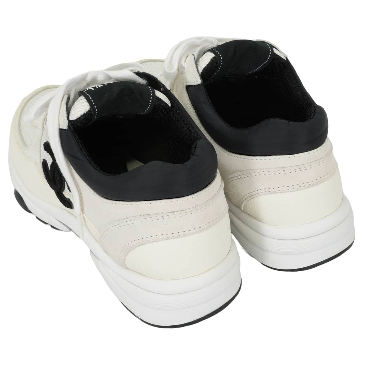 CHANEL sneakers COCO Mark Ivory/Noir (Black) Mesh/Suede Calfskin #36 G38299[EXCELLENT][Authentic]