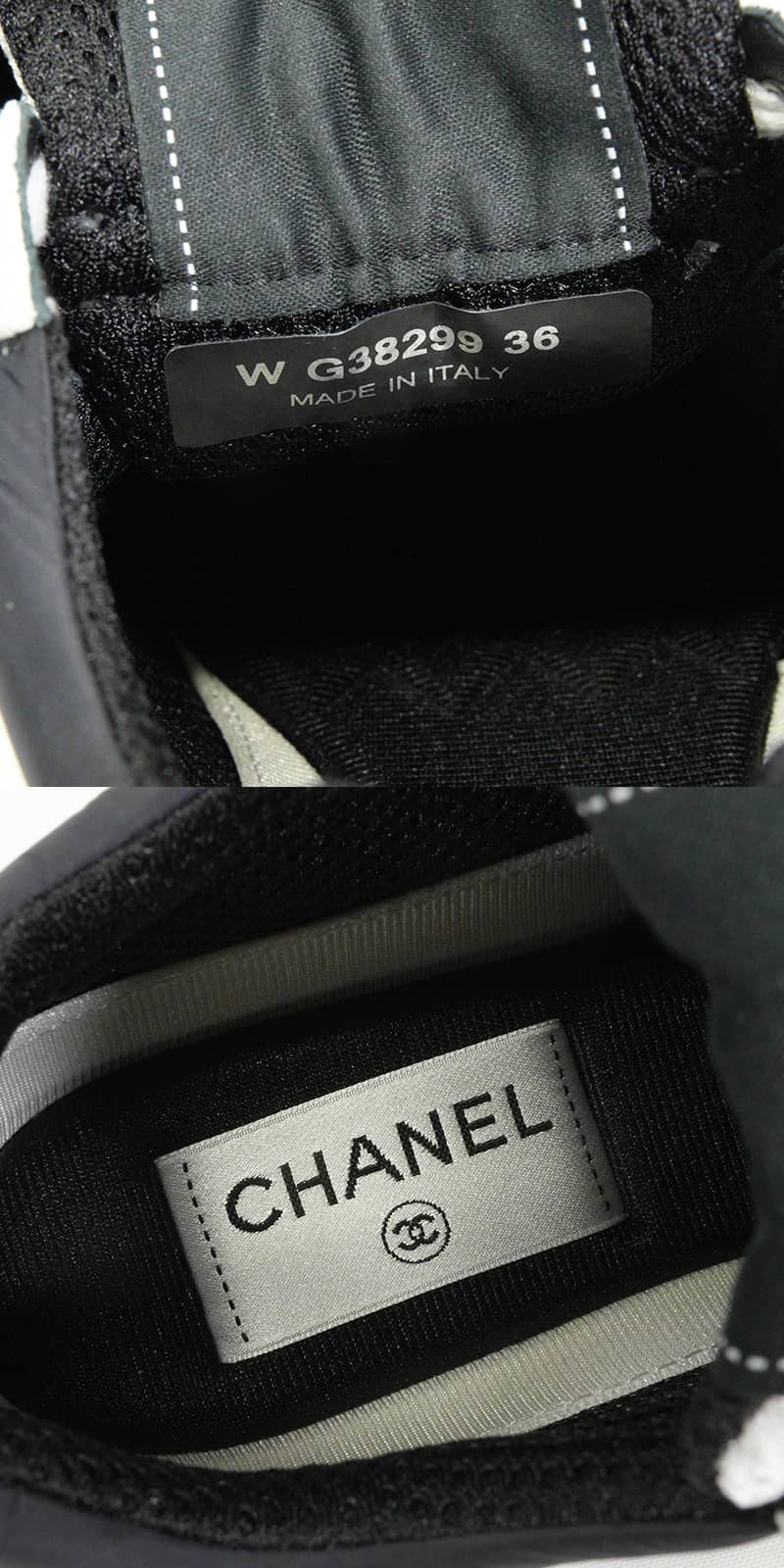 CHANEL sneakers COCO Mark Ivory/Noir (Black) Mesh/Suede Calfskin #36 G38299[EXCELLENT][Authentic]